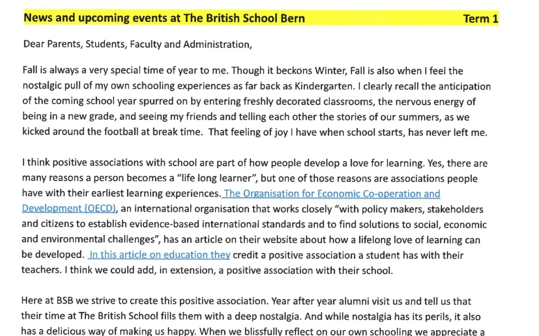 Newsletter Term 1
