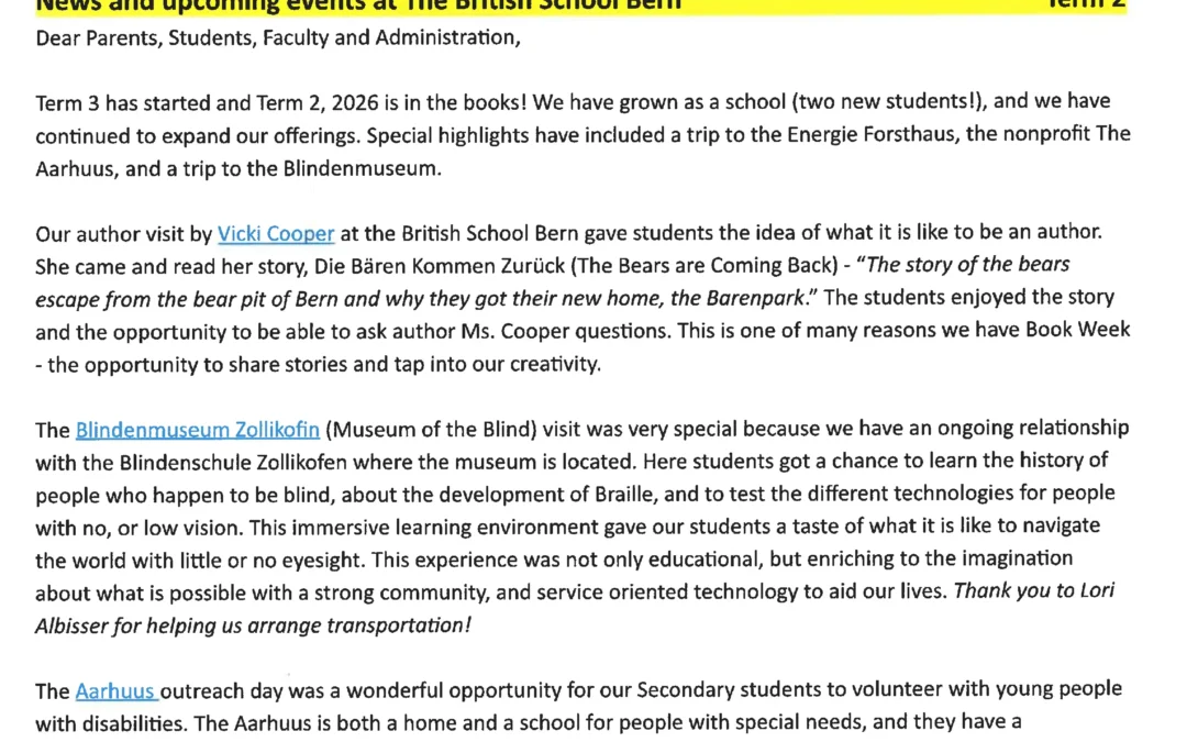 Newsletter Term 2